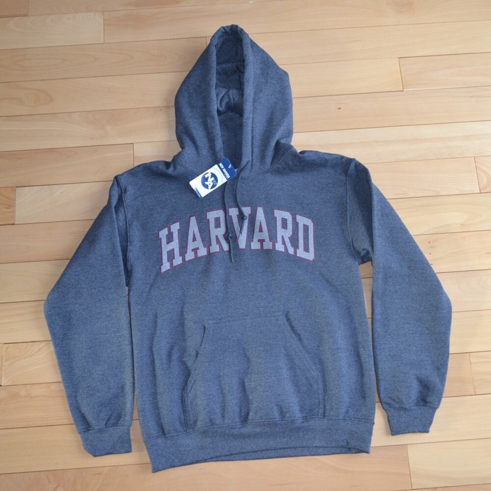 NWT Gildan Harvard Hoodie Sweatshirt Size S Gray Heavy Blend